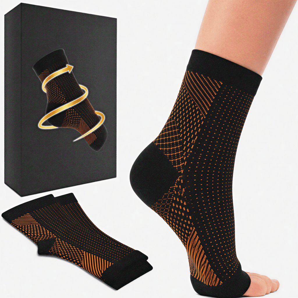 Black/Copper Plantar Fasciitis Socks